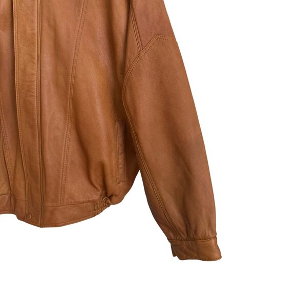 Vintage Jewels Mens Leather Bomber Jacket Brown Size 2XL Retro‎ Rugged Western - Picture 11 of 12